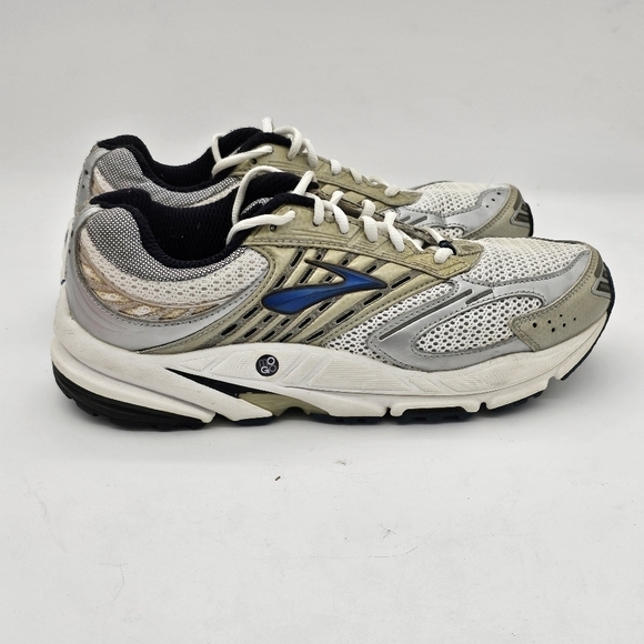 Brooks Mens Running Shoes Sneaker Lace Up Cream Gray Blue Size 8.5 - Picture 5 of 14